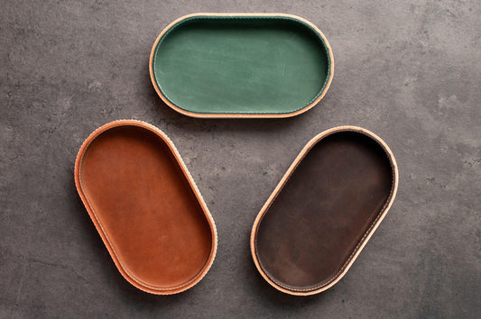 Molded Leather Catchall, Modern Colorful Valet Tray ,leather Jewelry Dish, Housewarming Wedding 3rd Anniversary Birthday Gift For Her Him