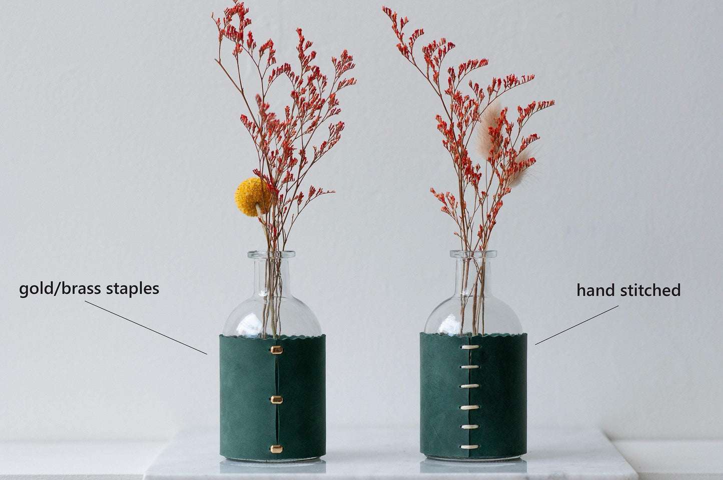 Bud Vase Leather Wrapped Flower Single Stem Cafe Style Minimalist Decorative 3rd Anniversary,  Housewarming,  Mothers Day Gift