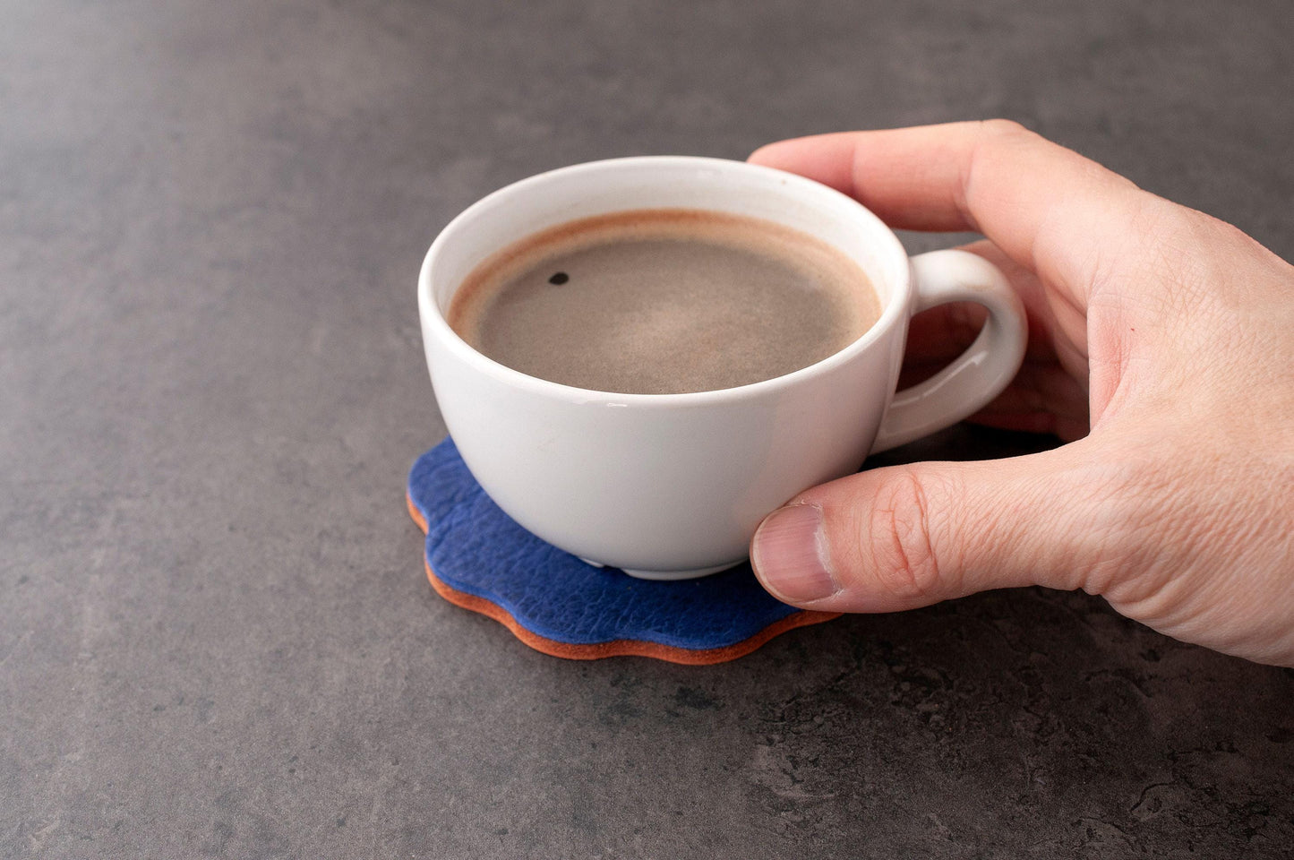 Tricolor Leather Coasters Set Of 3: Wavy Edge Mug Mats