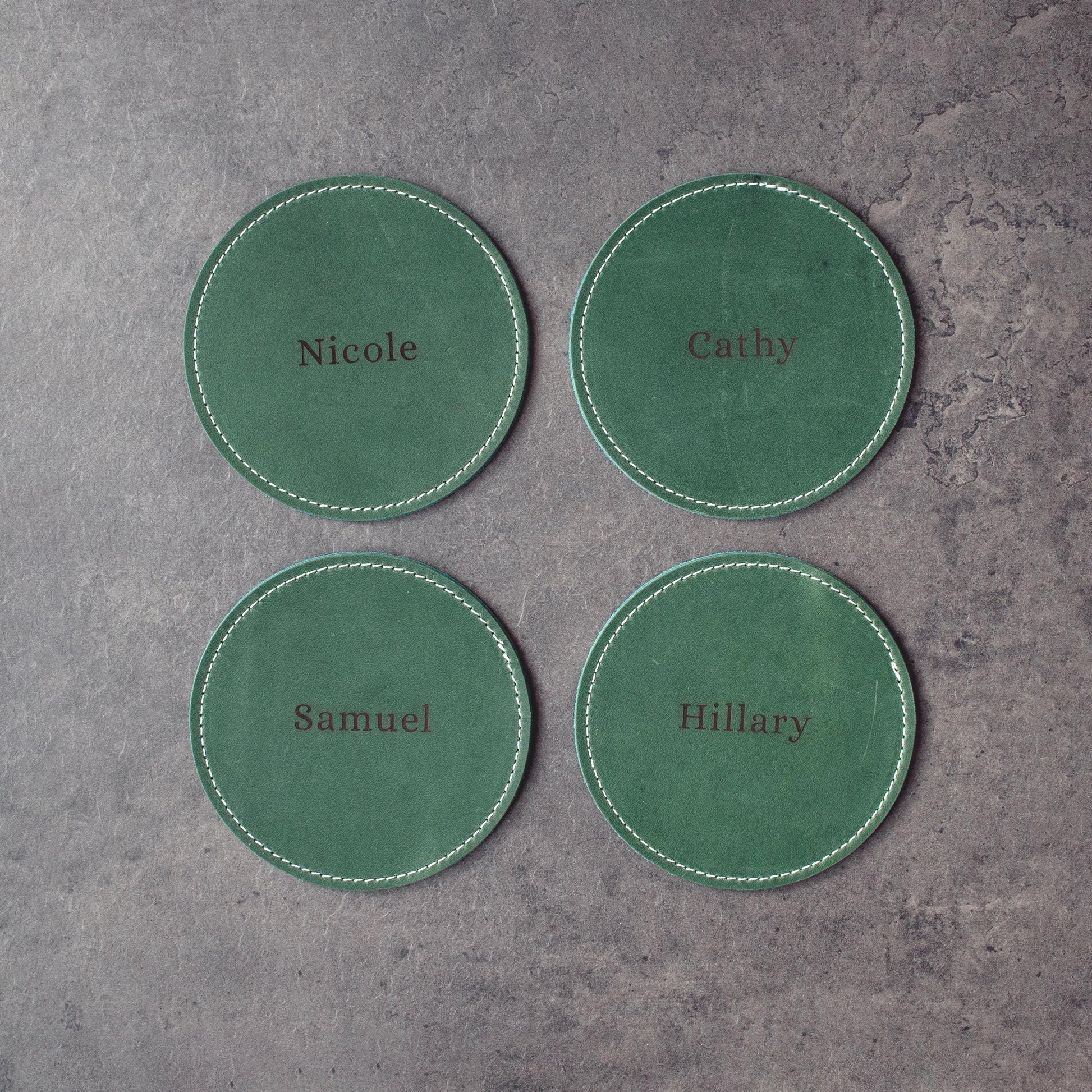 Laser Engraved Leather Coasters, Whiskey Drinkware, Personalized Wedding Favor, Anniversary Gift