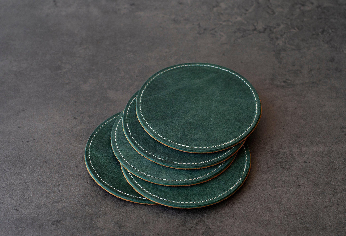 Leather Coaster Set Personalized , Customized Round Whiskey Coasters 3rd Year Anniversary Coffee Mug Mat Gift For Him Her Groomsmen Gift