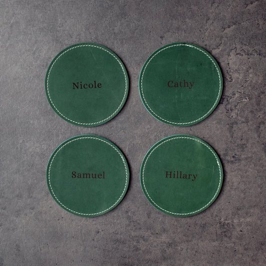 Custom Logo/artwork Leather Coaster , Bulk Order Laser Engraved Round Whiskey Coasters, Corporate Gift