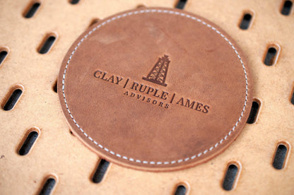Custom Logo Leather Coaster Set , Corporate Gift Round Whiskey Coasters, Company Logo Coffee Mug Gift For Customers