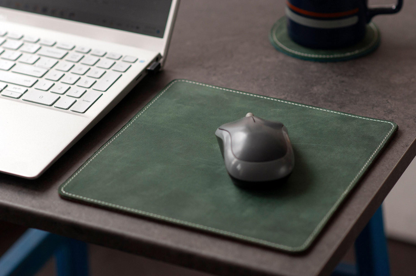 Personalized Leather Mouse Pad, Square Desk Protector, 3rd Anniversary Gift