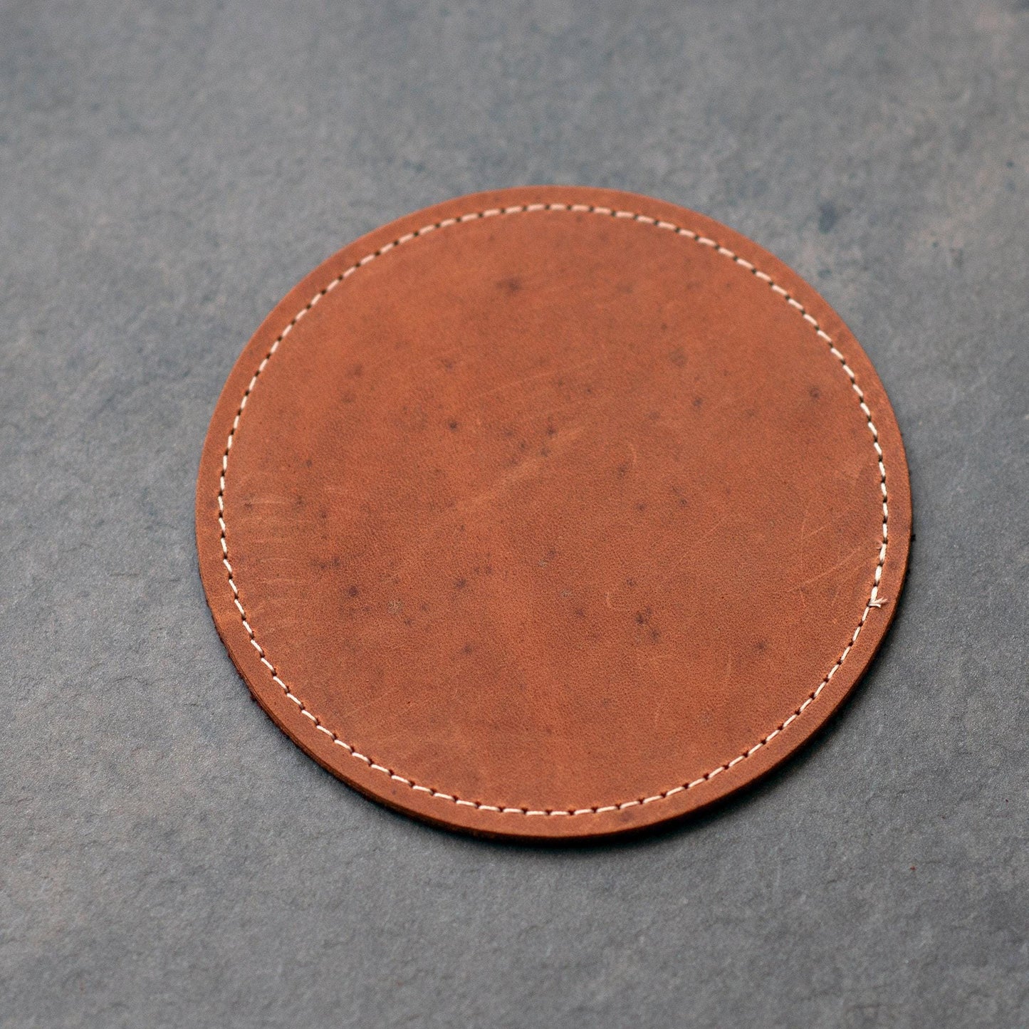 Imperfect Leather Coasters Set Of 2, Handmade Suede Backing