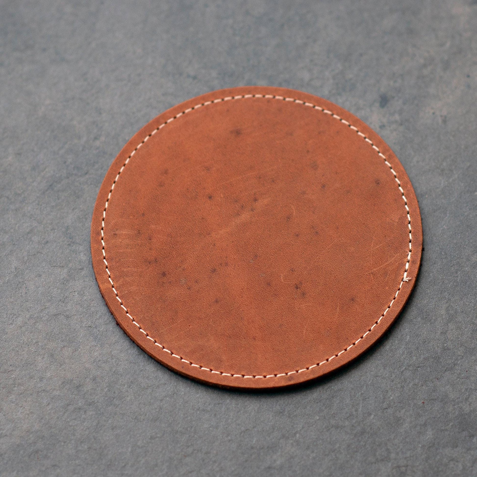Imperfect Leather Coasters Set Of 2, Handmade Suede Backing