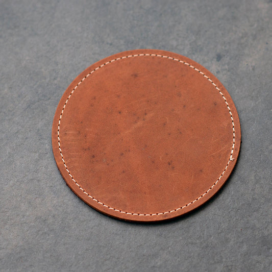 Imperfect Leather Coasters Set Of 2, Handmade Suede Backing