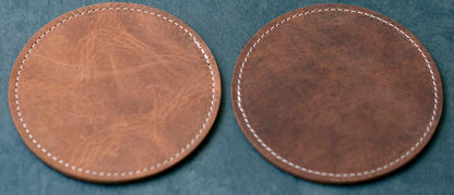 Imperfect Leather Coasters Set Of 2, Handmade Suede Backing
