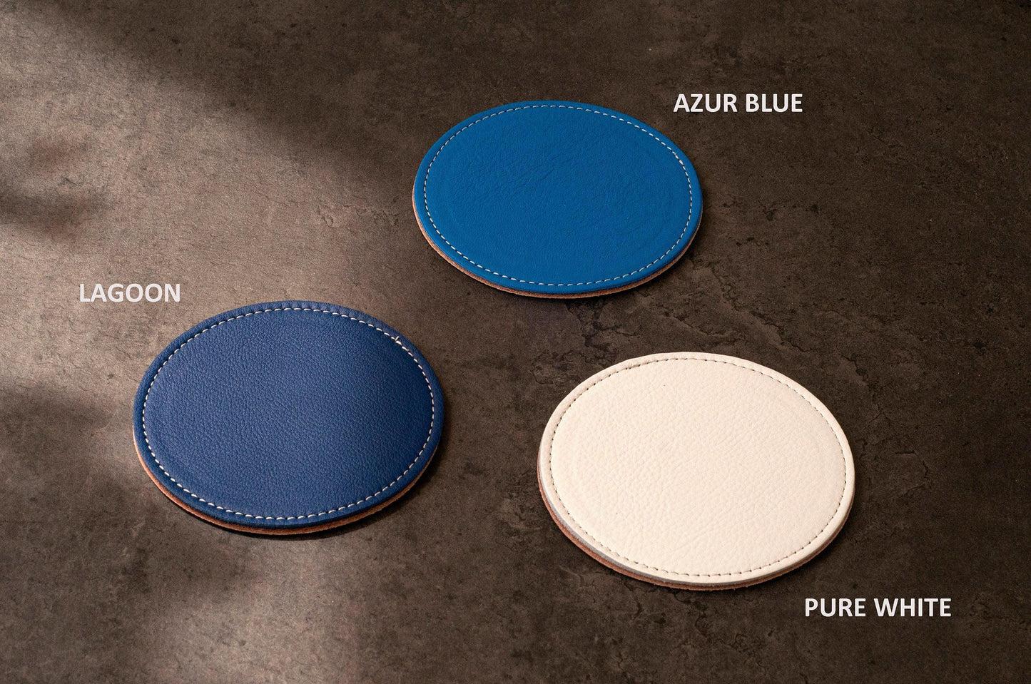 Handmade Leather Coaster, Round Drink Coaster, Anniversary Gift