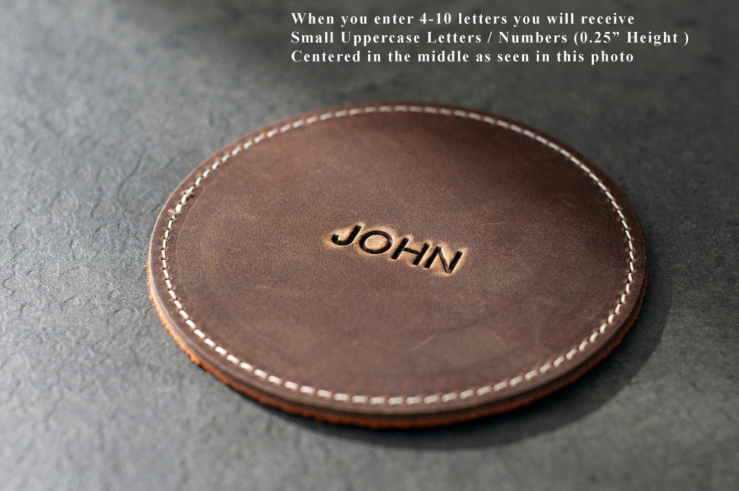 Personalized Leather Coaster Set, Customized Round Whiskey Coaster, Coffee Mug 3rd Anniversary Gift For Husband, Housewarming Mothers Day