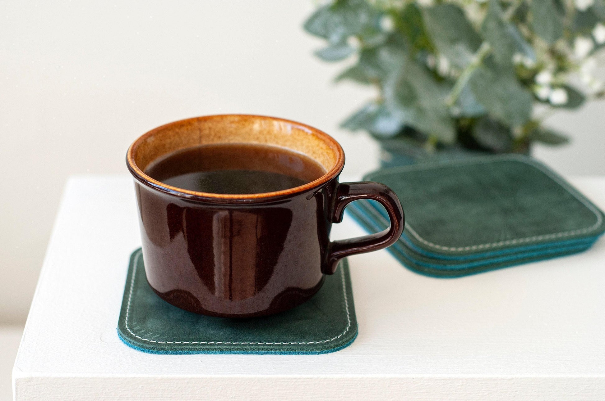 Personalized Leather Whiskey Coaster Set ,customized Square Coffee Mug Mat , 3rd Anniversary Gift For Husband Wife Housewarming Mothers Day
