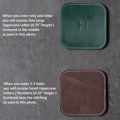 Personalized Leather Coaster Set, Anniversary Gift