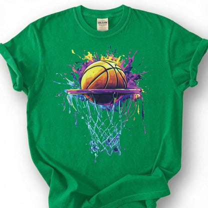 Watercolor Basketball Hoop Shirt, Colorful Basketball Net Art T-Shirt, Splash Paint Basketball Tee, Artistic Basketball Gift, Rainbow Hoops