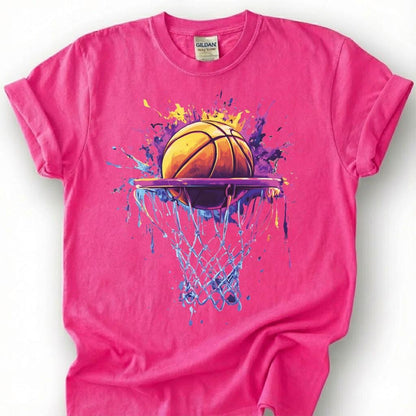 Watercolor Basketball Hoop Shirt, Colorful Basketball Net Art T-Shirt, Splash Paint Basketball Tee, Artistic Basketball Gift, Rainbow Hoops