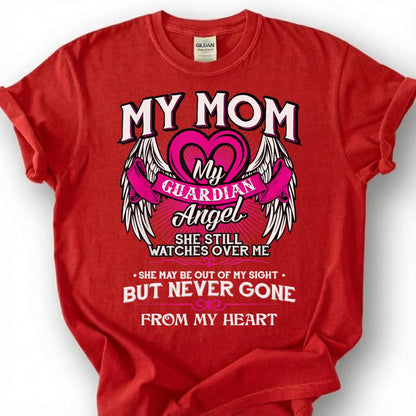 Guardian Angel Mom Memorial Shirt, Grieving Daughter Wing Tee, Lost Mother Remembrance T-Shirt, Missing Mom Heaven Top, Bereaved Heart Gift