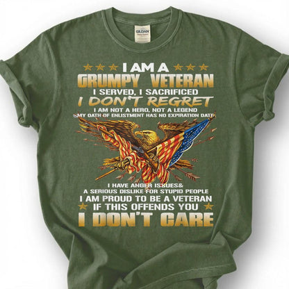 Grumpy Veteran Shirt, I Served I Sacrificed I Don't Regret Tee, Proud Veteran Eagle T-Shirt, Patriotic Military Gift, Veteran Tee