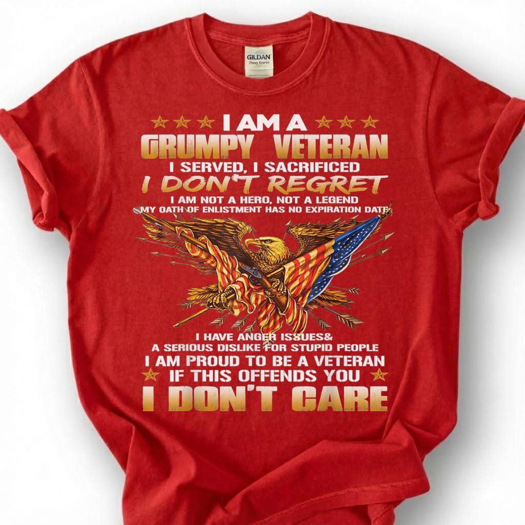 Grumpy Veteran Shirt, I Served I Sacrificed I Don't Regret Tee, Proud Veteran Eagle T-Shirt, Patriotic Military Gift, Veteran Tee