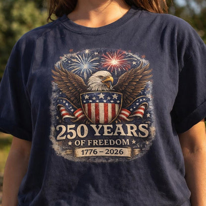 America 250 Years of Freedom Shirt, Patriotic Eagle 1776 2026 Tee, USA Independence Day Shirt, 4th of July Gift, American Flag Tee