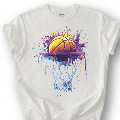 Watercolor Basketball Hoop Shirt, Colorful Basketball Net Art T-Shirt, Splash Paint Basketball Tee, Artistic Basketball Gift, Rainbow Hoops