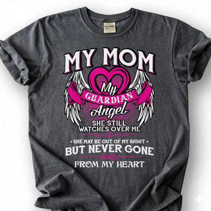 Guardian Angel Mom Memorial Shirt, Grieving Daughter Wing Tee, Lost Mother Remembrance T-Shirt, Missing Mom Heaven Top, Bereaved Heart Gift