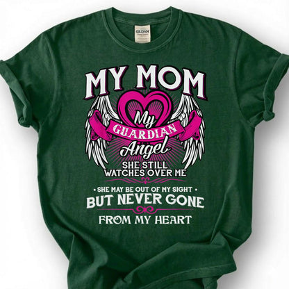 Guardian Angel Mom Memorial Shirt, Grieving Daughter Wing Tee, Lost Mother Remembrance T-Shirt, Missing Mom Heaven Top, Bereaved Heart Gift