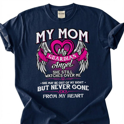 Guardian Angel Mom Memorial Shirt, Grieving Daughter Wing Tee, Lost Mother Remembrance T-Shirt, Missing Mom Heaven Top, Bereaved Heart Gift