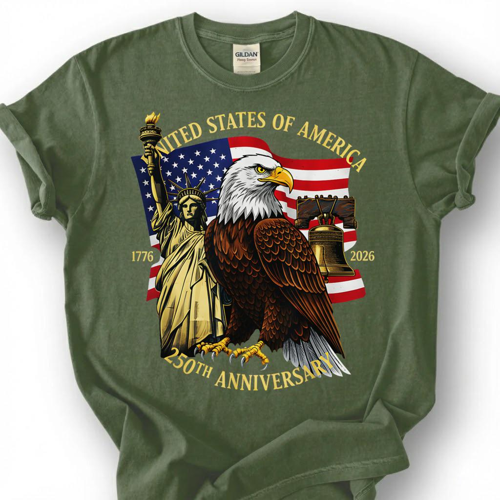 USA 250th Anniversary 1776 2026 Shirt, Statue Of Liberty Bald Eagle Tee, Liberty Bell Flag Top, Semiquincentennial Apparel, July 4th Gift
