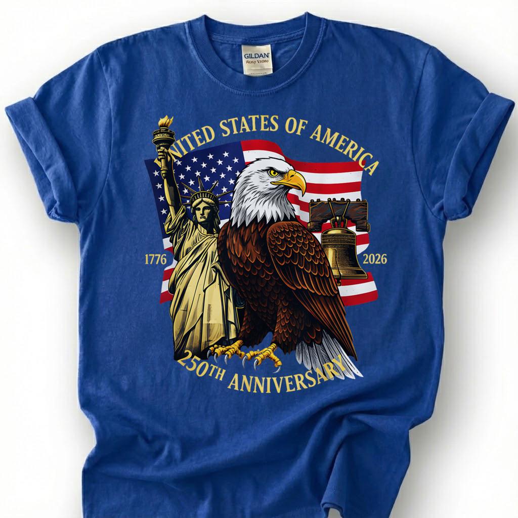 USA 250th Anniversary 1776 2026 Shirt, Statue Of Liberty Bald Eagle Tee, Liberty Bell Flag Top, Semiquincentennial Apparel, July 4th Gift