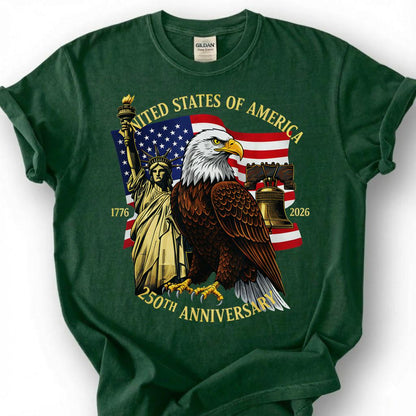 USA 250th Anniversary 1776 2026 Shirt, Statue Of Liberty Bald Eagle Tee, Liberty Bell Flag Top, Semiquincentennial Apparel, July 4th Gift
