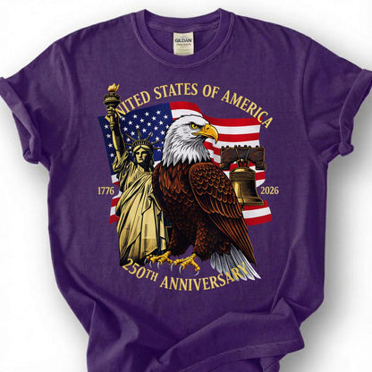USA 250th Anniversary 1776 2026 Shirt, Statue Of Liberty Bald Eagle Tee, Liberty Bell Flag Top, Semiquincentennial Apparel, July 4th Gift