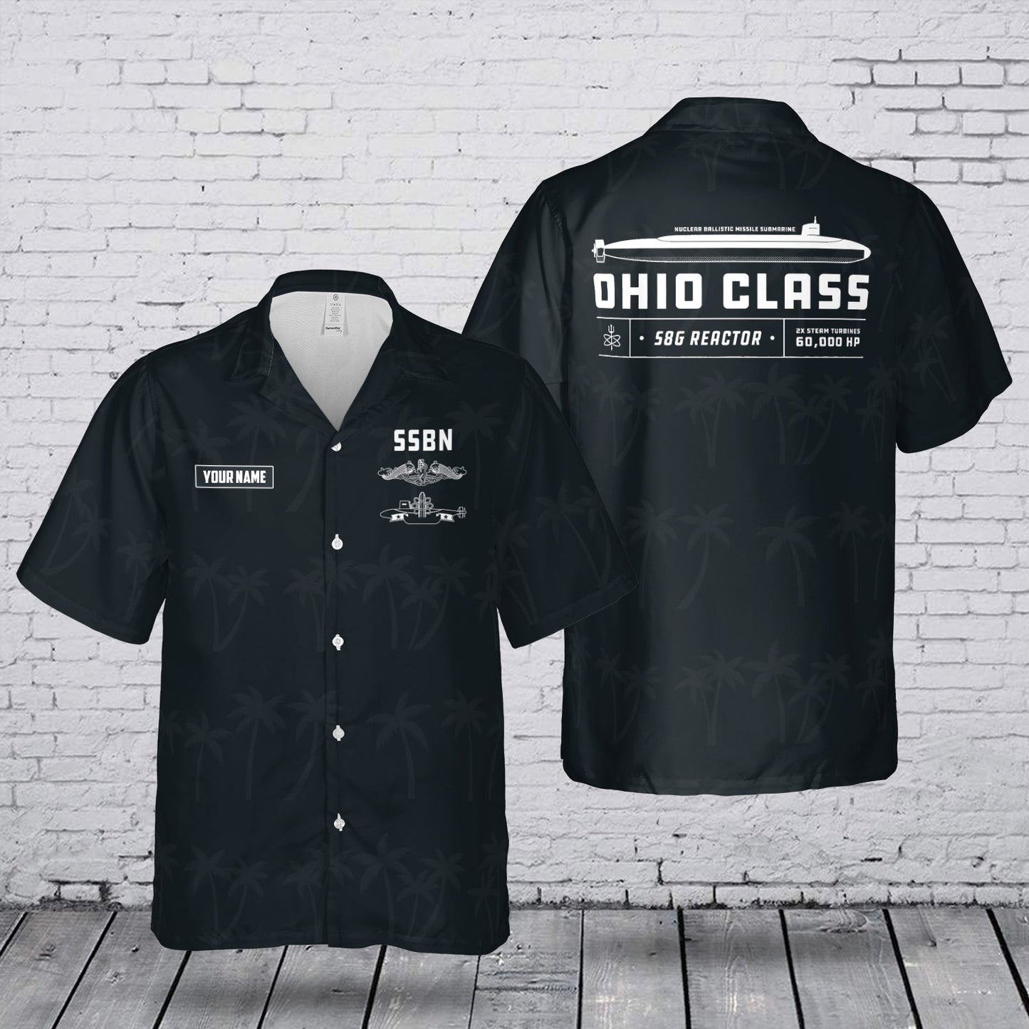 Custom Name Ohio Class Submarine (SSBN) Hawaiian Shirt